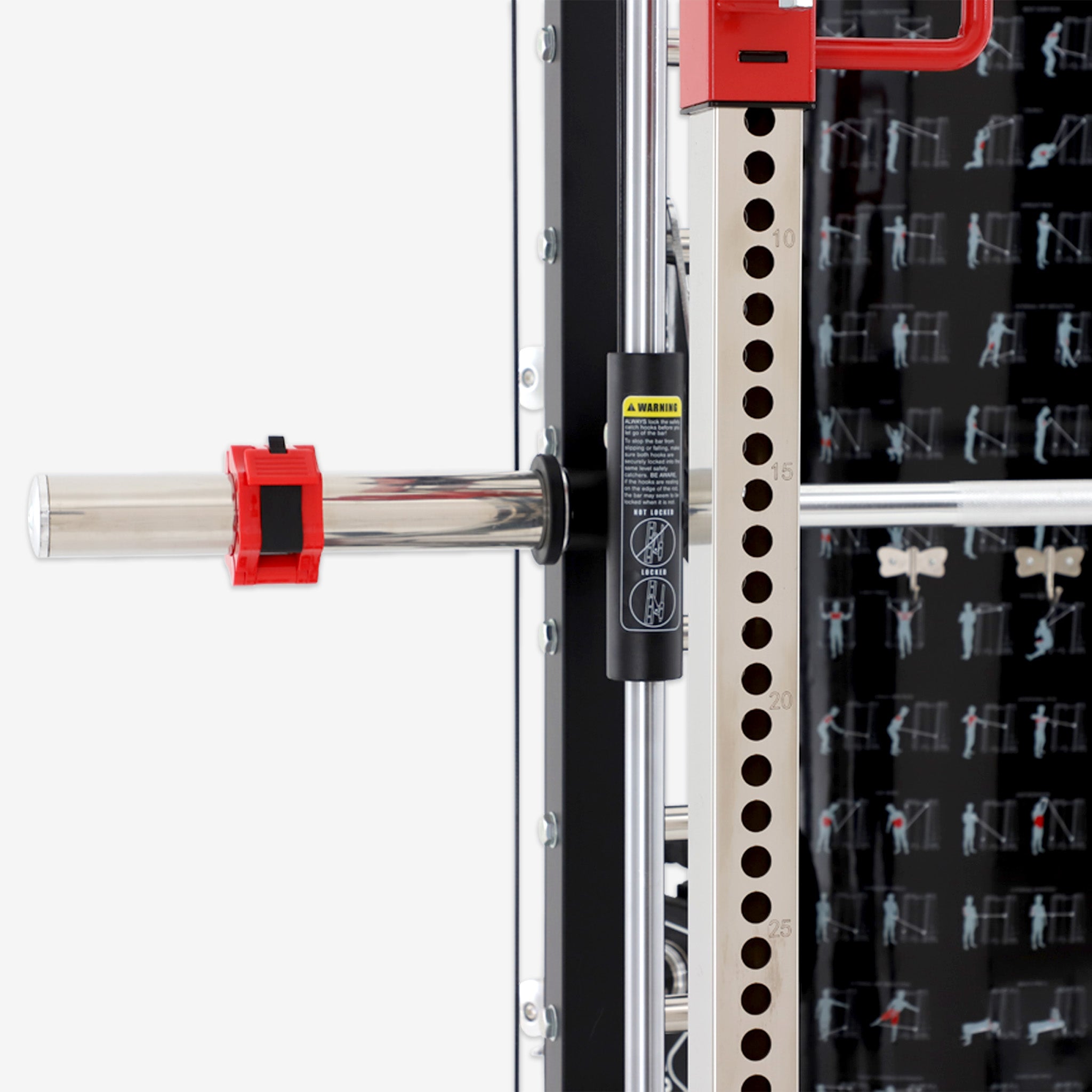 Guided bar and rail of the counterbalanced Smith Machine