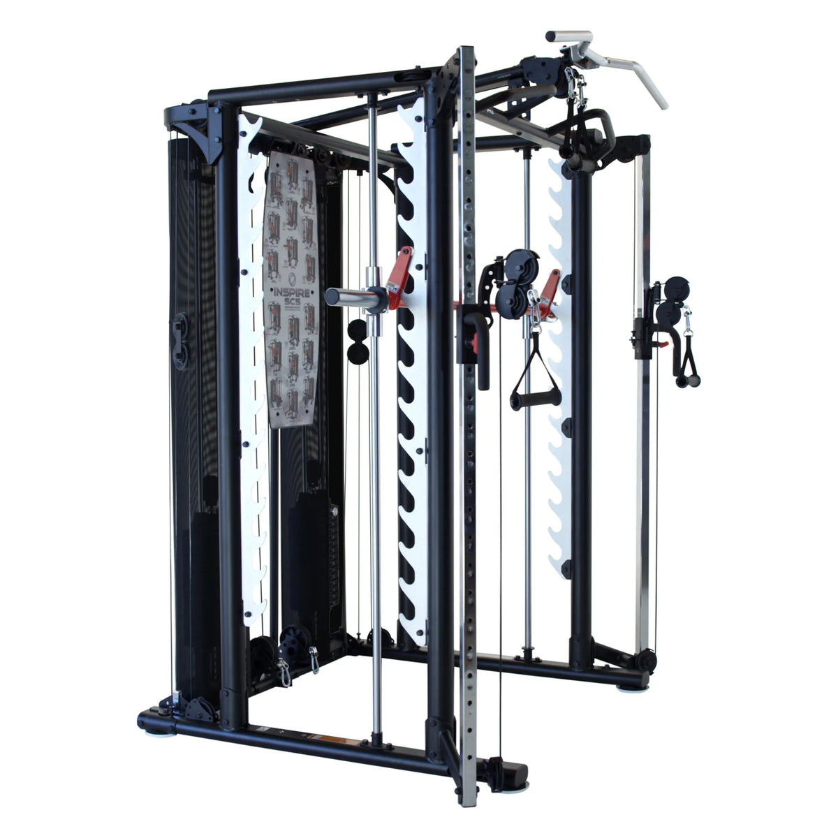 Front view of the SCS station and its integrated free-barbell rack