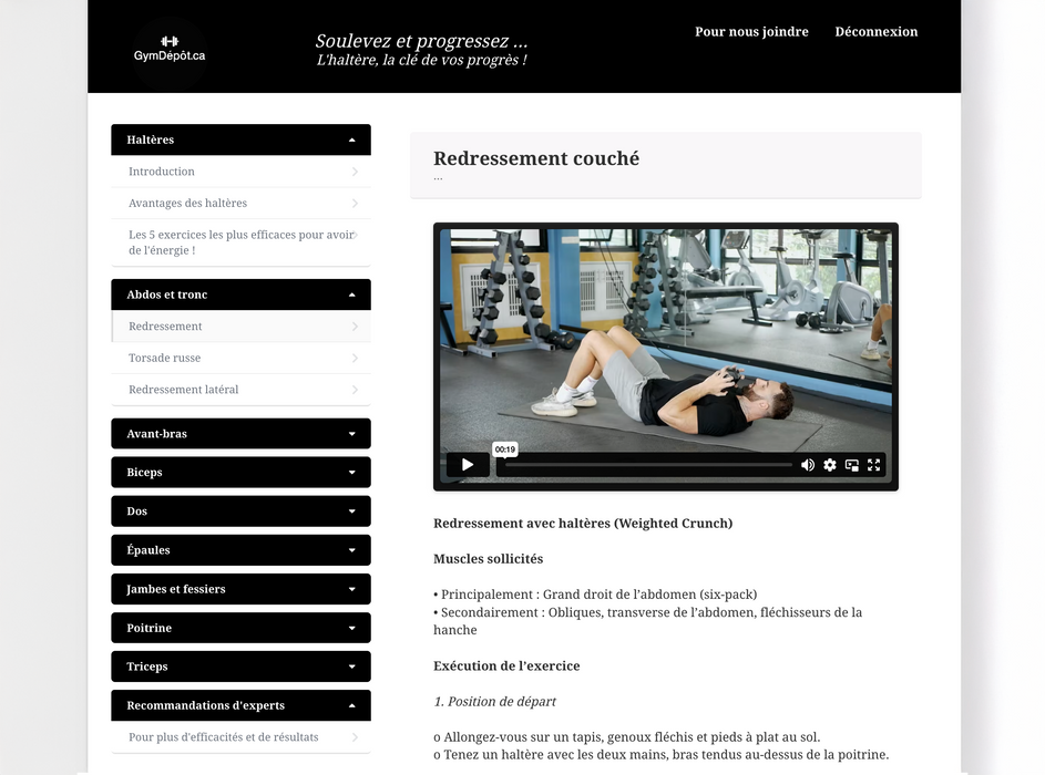 Apprenez, Exécutez, Progressez avec les Haltères